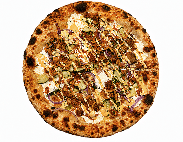 Red, White and BBQ Special Pizza